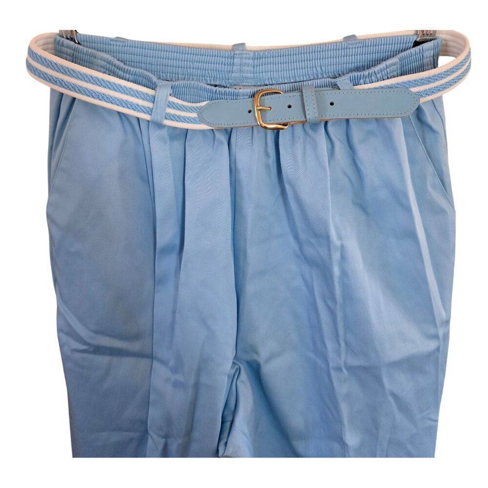 Vintage Alfred Dunner Womens Light Blue Pleated Pants With Belt Size 12